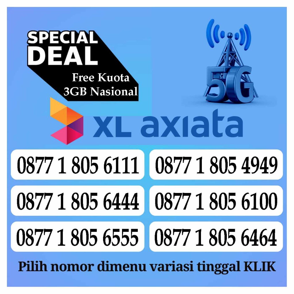XL Axiata Nomor Cantik Kartu Perdana Segel Baru Jaringan 4G 5G