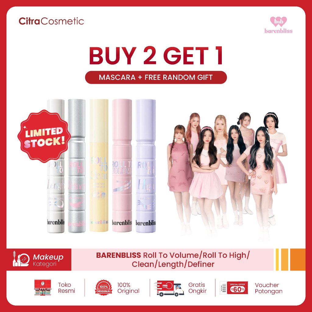 Barenbliss Roll To Volume Roll to High Roll to Lenght Roll to Clean Mascara -  Easy Clean Waterproof