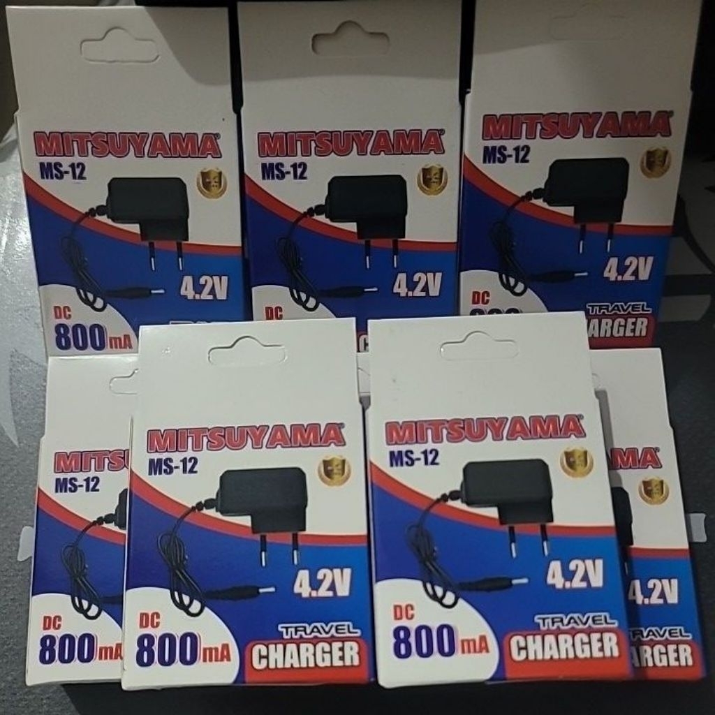 Charger Senter Kepala Mitsuyama Jack Kecil 2.5mm - Output 4.2V DC, Lampu Indikator, Kompatibel denga