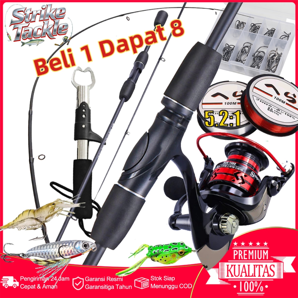 STRIKE TACKLE Joran Pancing Set 15 Kg Reel Murah Kuat 1.65M+ Set Kombo Mancing Termurah 2026 Joran M