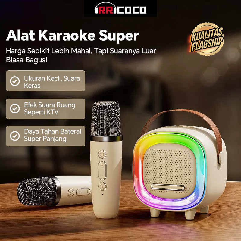 RRCOCO D8 mikrofon bluetooth nirkabel rumah Mesin karaoke Mesin karaoke Pesta keluarga Karaoke mikro