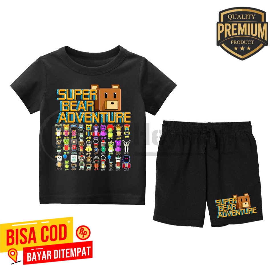 Baju kaos set anak Super Bear Adventure Skin Epic Karakter Gratis Cetak Nama