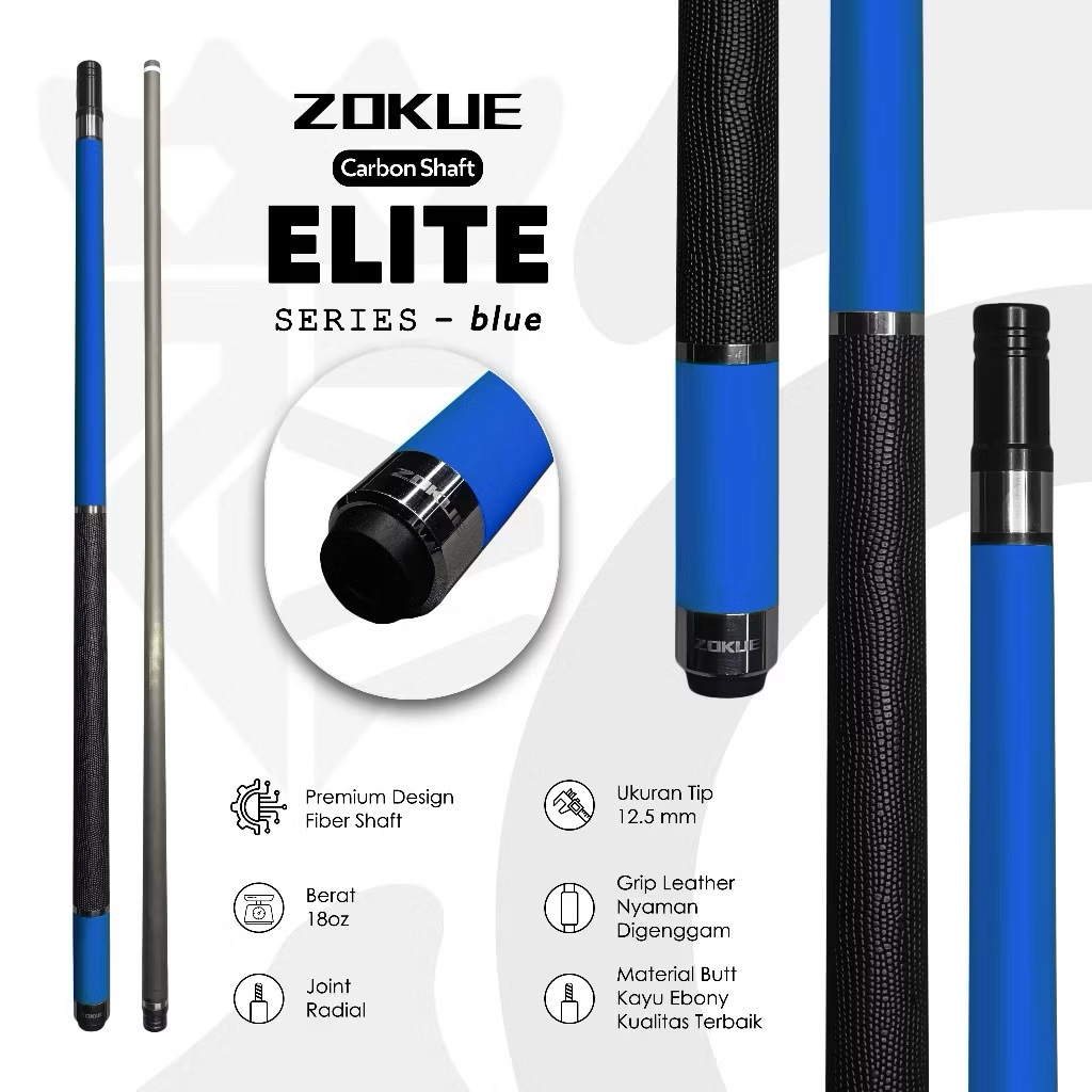 ( ) ZOKUE ELITE by KONLLEN Play Cue Stick Carbon Low Deflection Stick Billiard