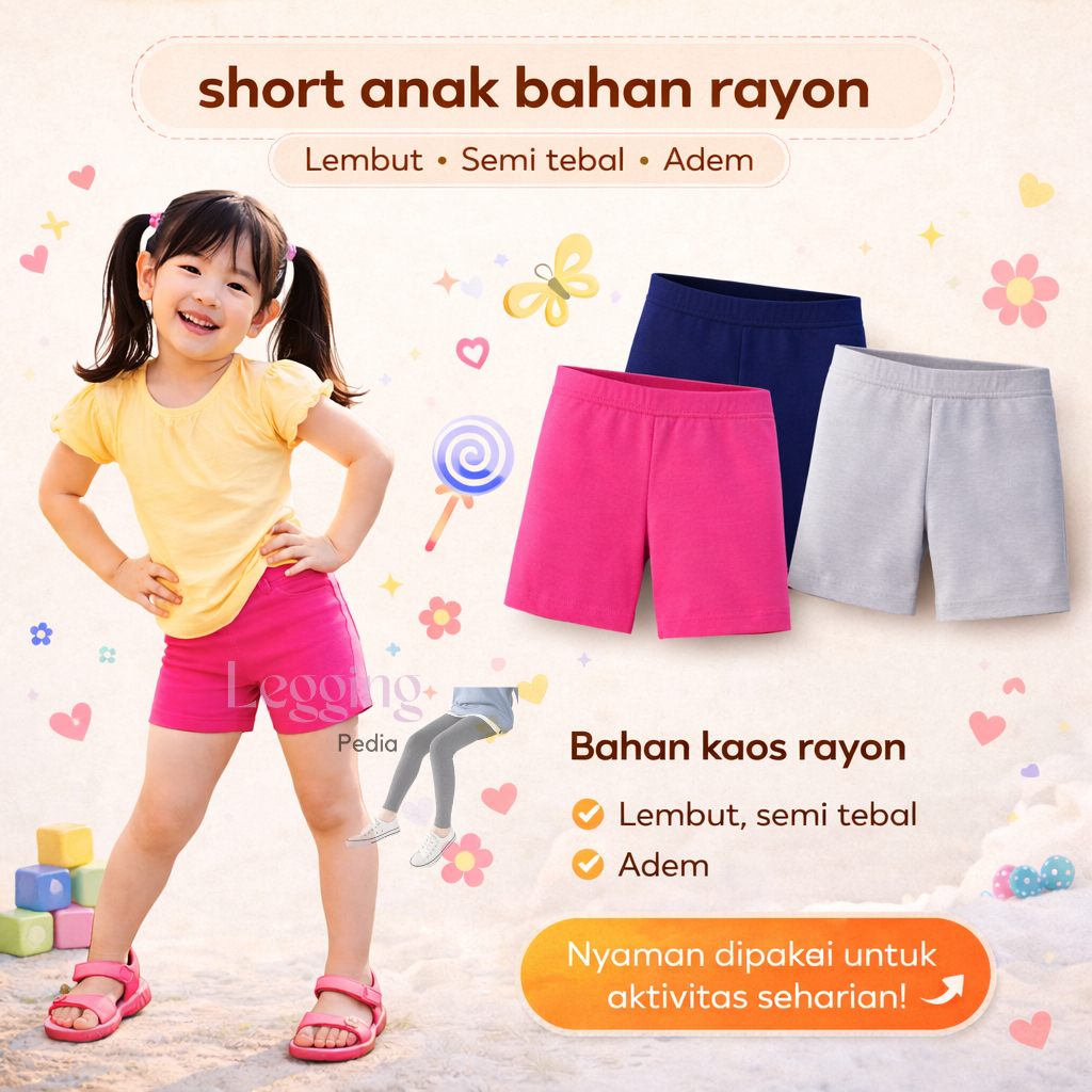 celana pendek anak perempuan Short Renang strit Hotpants anak umur 4 5 tahun -11 tahun