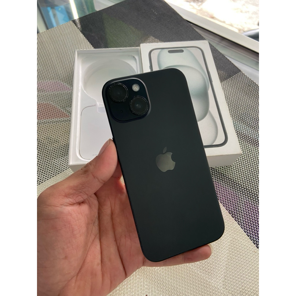iphone 15 128gb black ibox fulset ori second likenew