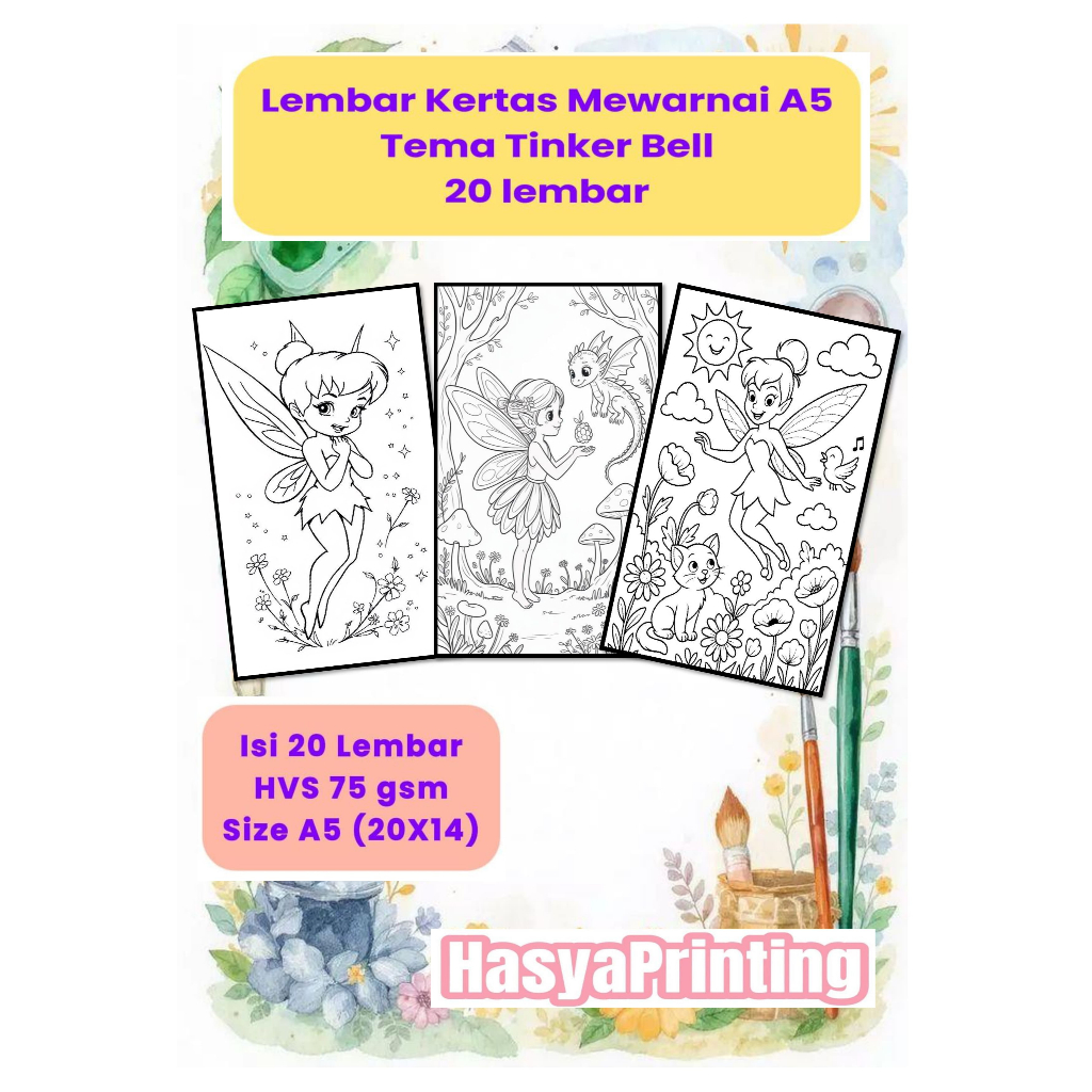 Lembar Kertas Mewarnai A5 TINKER BELL 20 Lembar