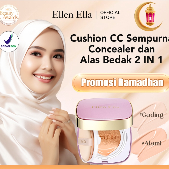 [6.6 Promo] Ellen Ella Cover All Perfect BB Cushion Foundation SPF 30+ PA++ Niacinamide Flawless Con