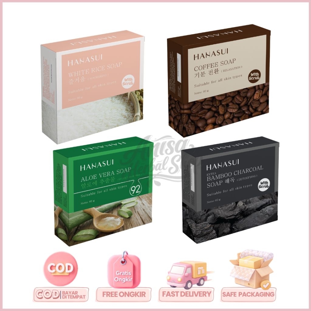 (Bamboo Charcoal) Hanasui Bamboo Charcoal Soap With Scrub Sabun Scrub Charcoal