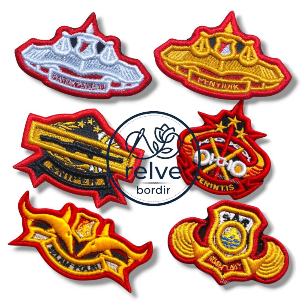 Wing Brevet Polri Bordir Timbul 3D /Brivet Penyidik Pembantu Sniper Perintis SAR Selam - Atribut Ser