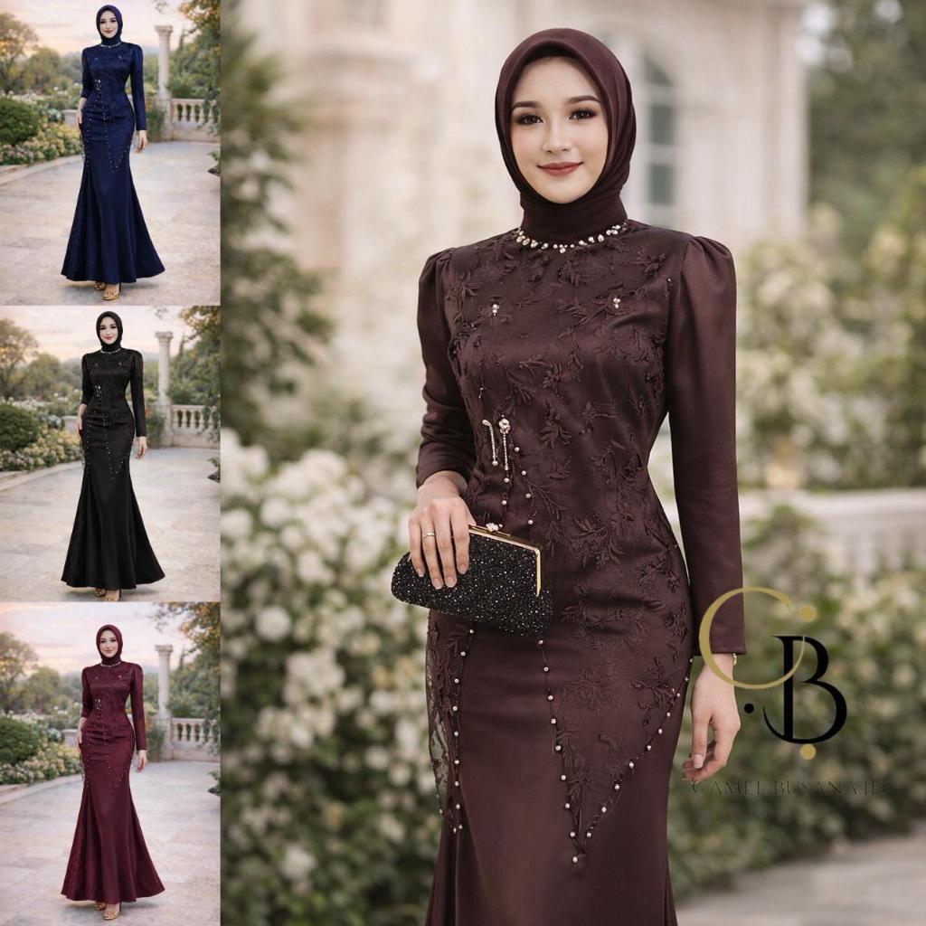 Special Mahogany Bridesmaid Ajeng Gamis Kondangan Model Janggan Dress Wisuda Gaun Pesta Pernikahan B