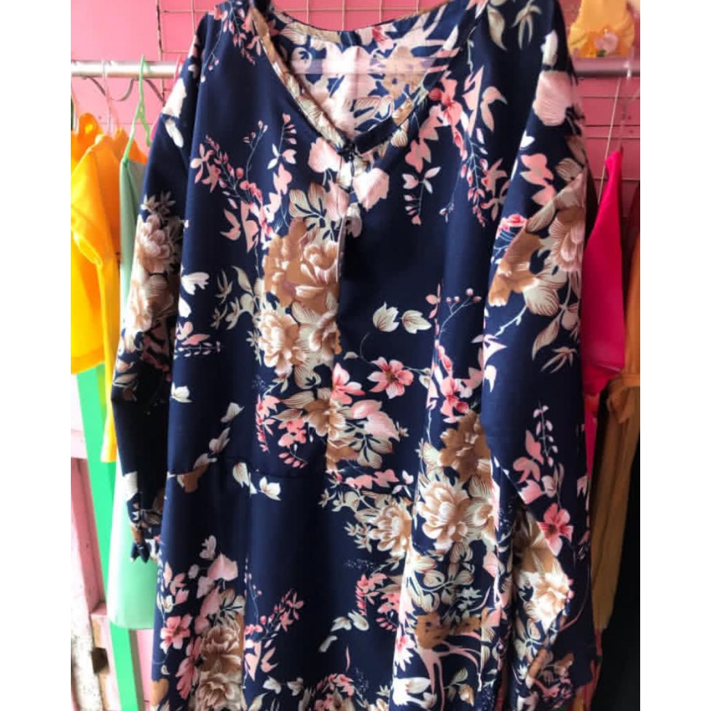 gamis dewasa terusan nyaman di gunakan motif bunga dan kotak