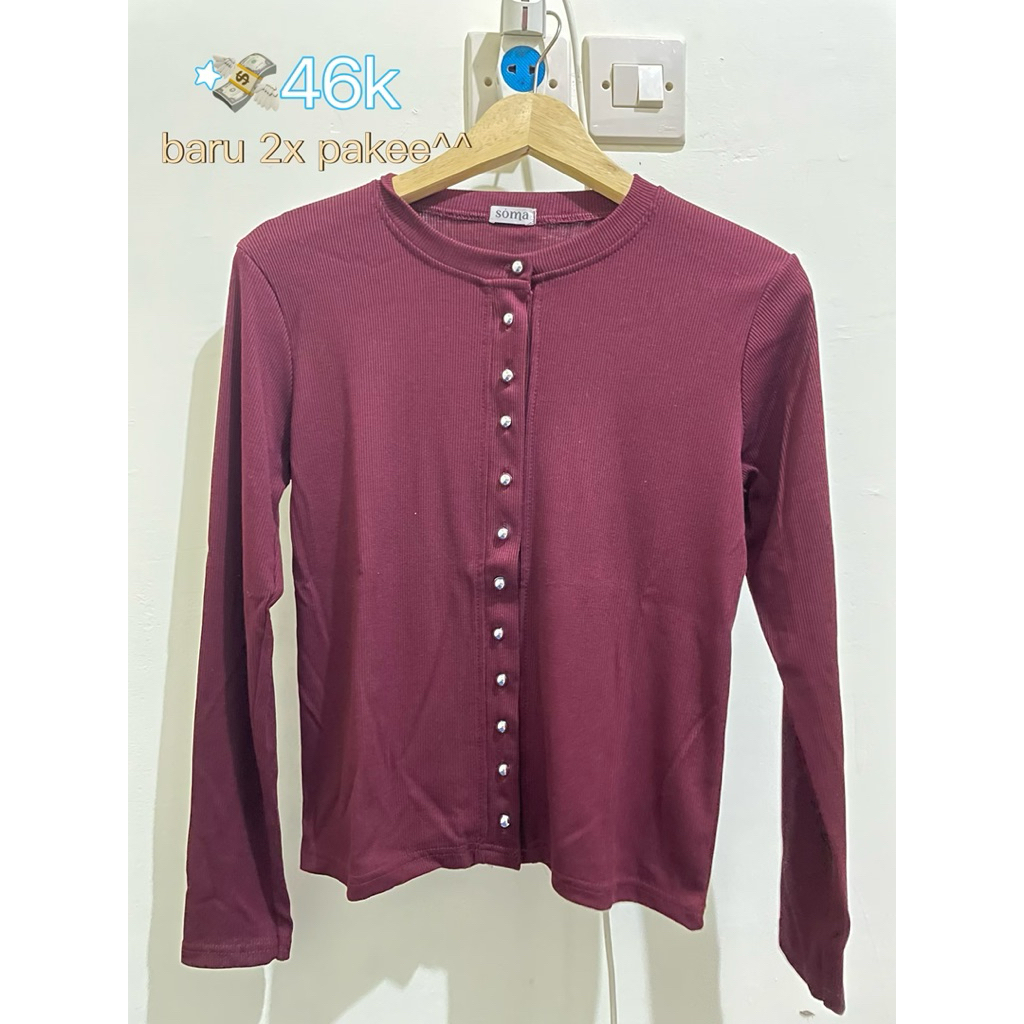 [PRELOVED] kaia top, dark maroon, SOMA