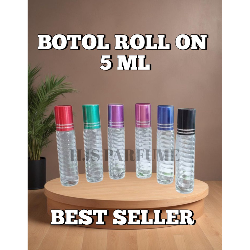 (PERLUSIN/isi 12Pcs) BOTOL ROLL ON 5 ML - BOTOL PARFUM - BOTOL KOSONG ROLL ON 5 ML