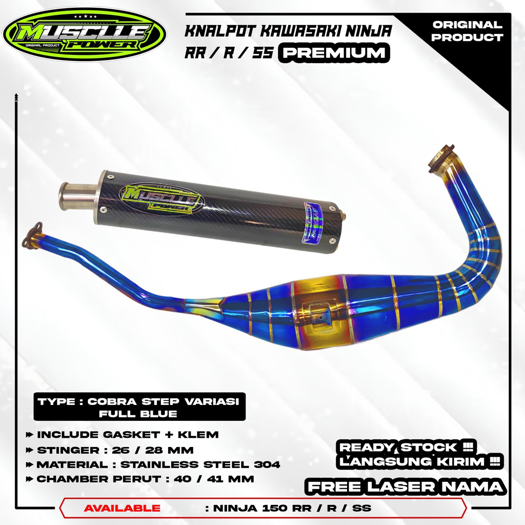 KNALPOT NINJA STANLESS BLUEMOON ORIGINAL MUSCLE POWER EXHAUST KENALPOT KAWASAKI NINJA 2TAK NINJA RR 