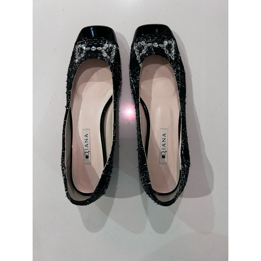 Diana Shoes Original 100% Japan 24cm Tweed Black Chanel Looks