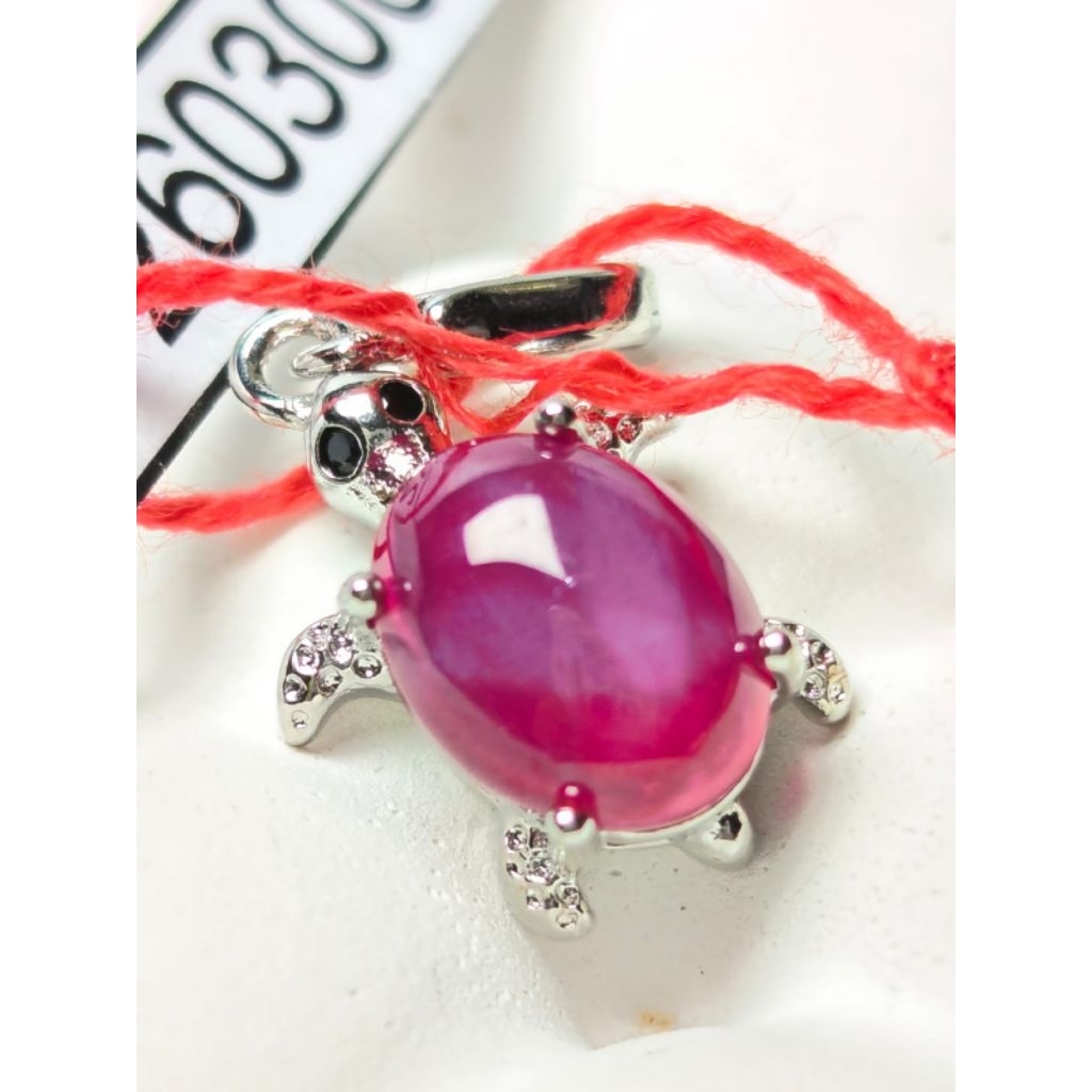 Liontin Turtle Star Ruby (High Quality Sintetik Ruby) Bahan Copper Alloy