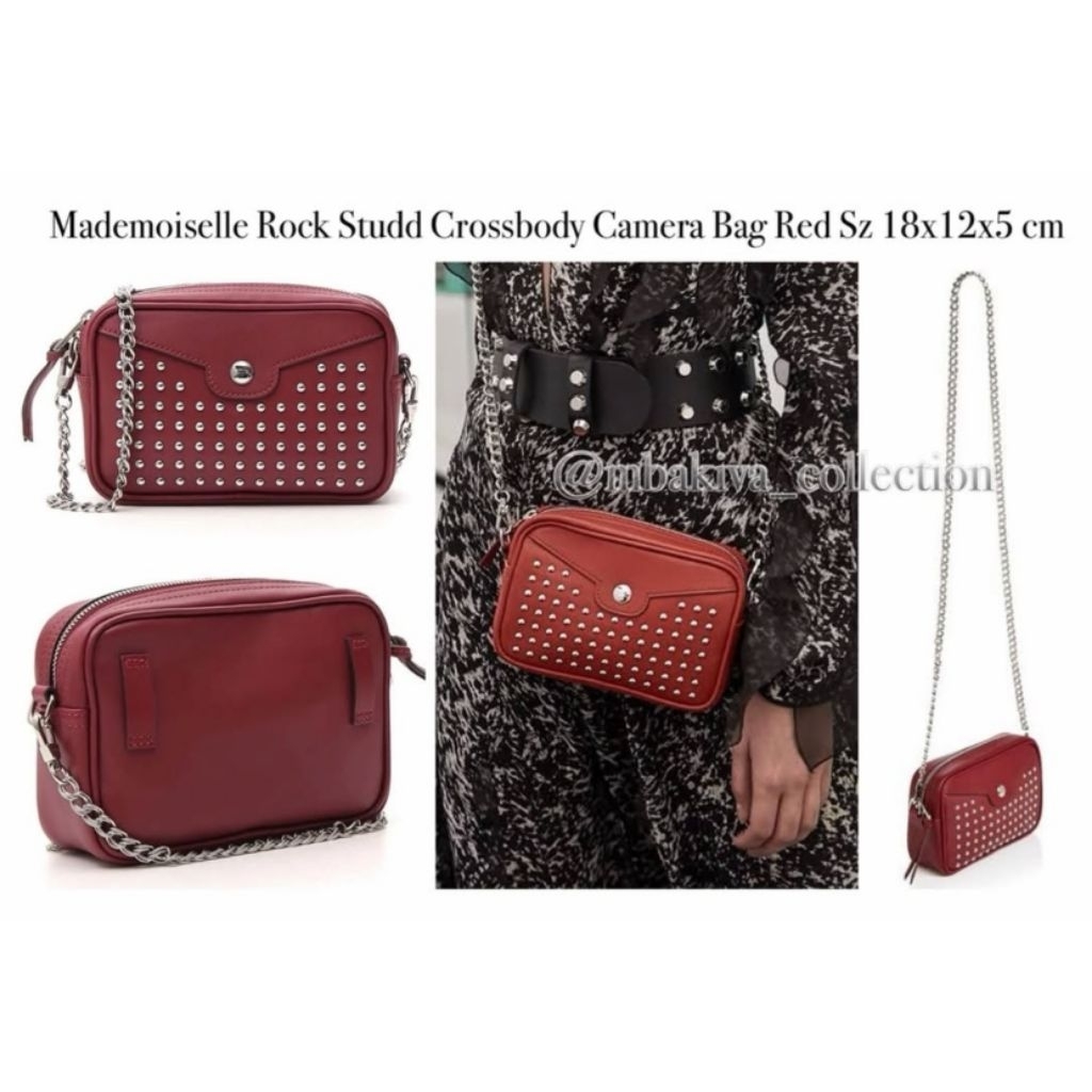 Mademoiselle Rock Studd Crossbody Camera Bag Red