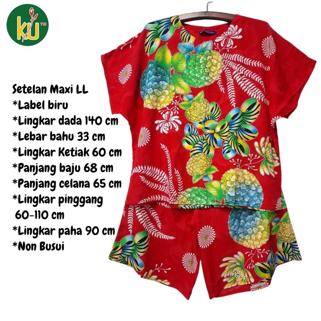 Kencana Ungu Setelan Maxi LL Jumbo WR Padi Label Biru KUB LD 140 Kulot Batik Big Size Besar