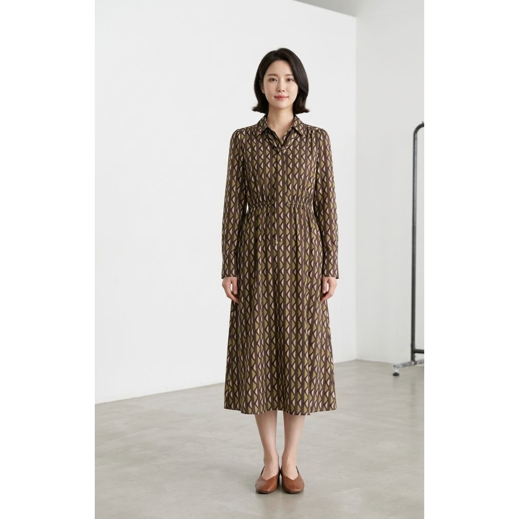 Midi Dress wanita Korea Import