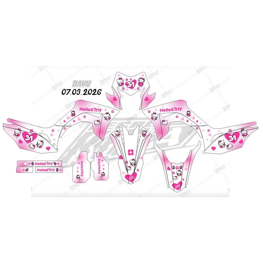 STIKER DECAL SUPERMOTO CRF 150L 102 RACING PUTIH HITAM