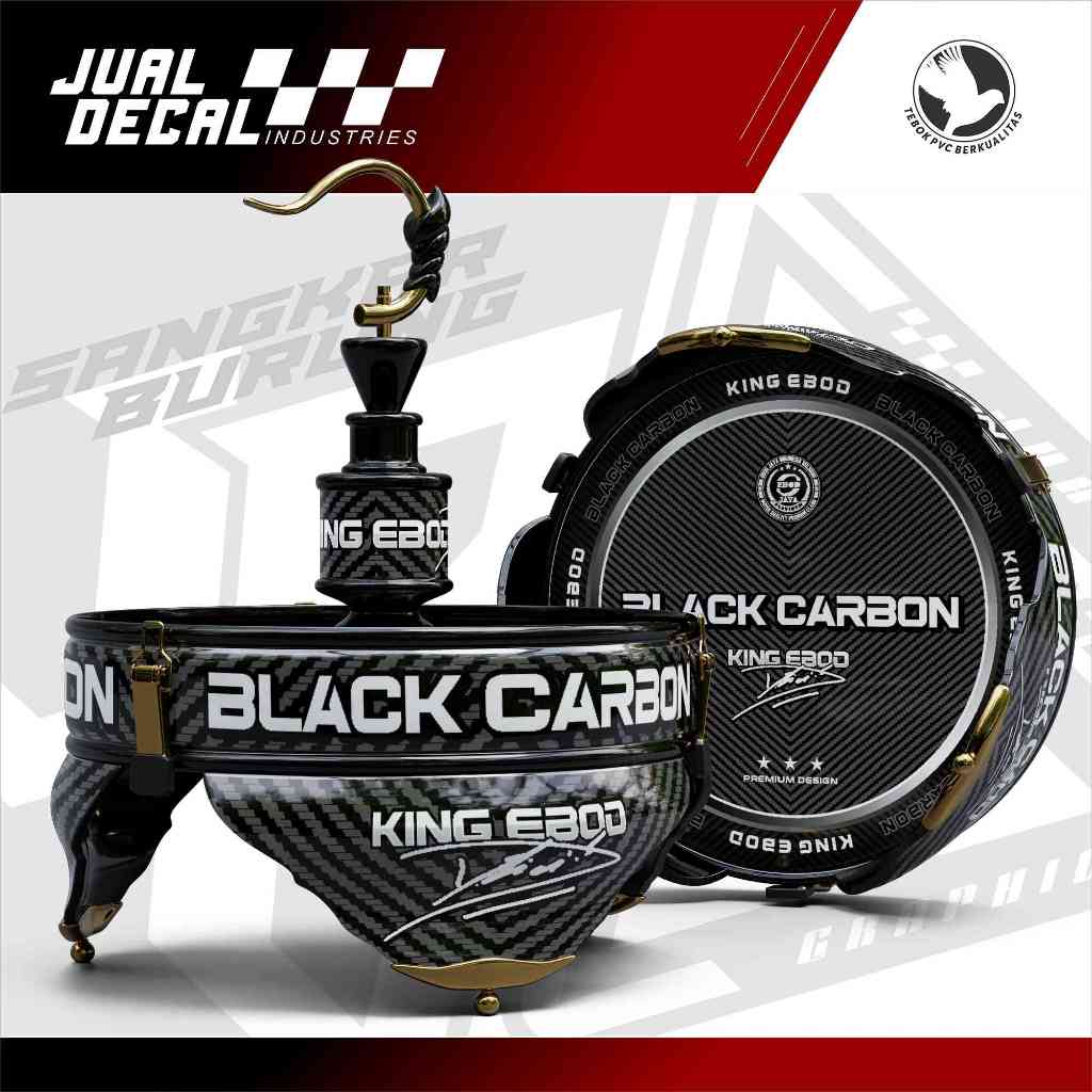 Stiker untuk Sangkar Lovebird motif BLACK CARBON KING EBOD Kevlar - CUSTOM Decal Tebok Burung Pleci 
