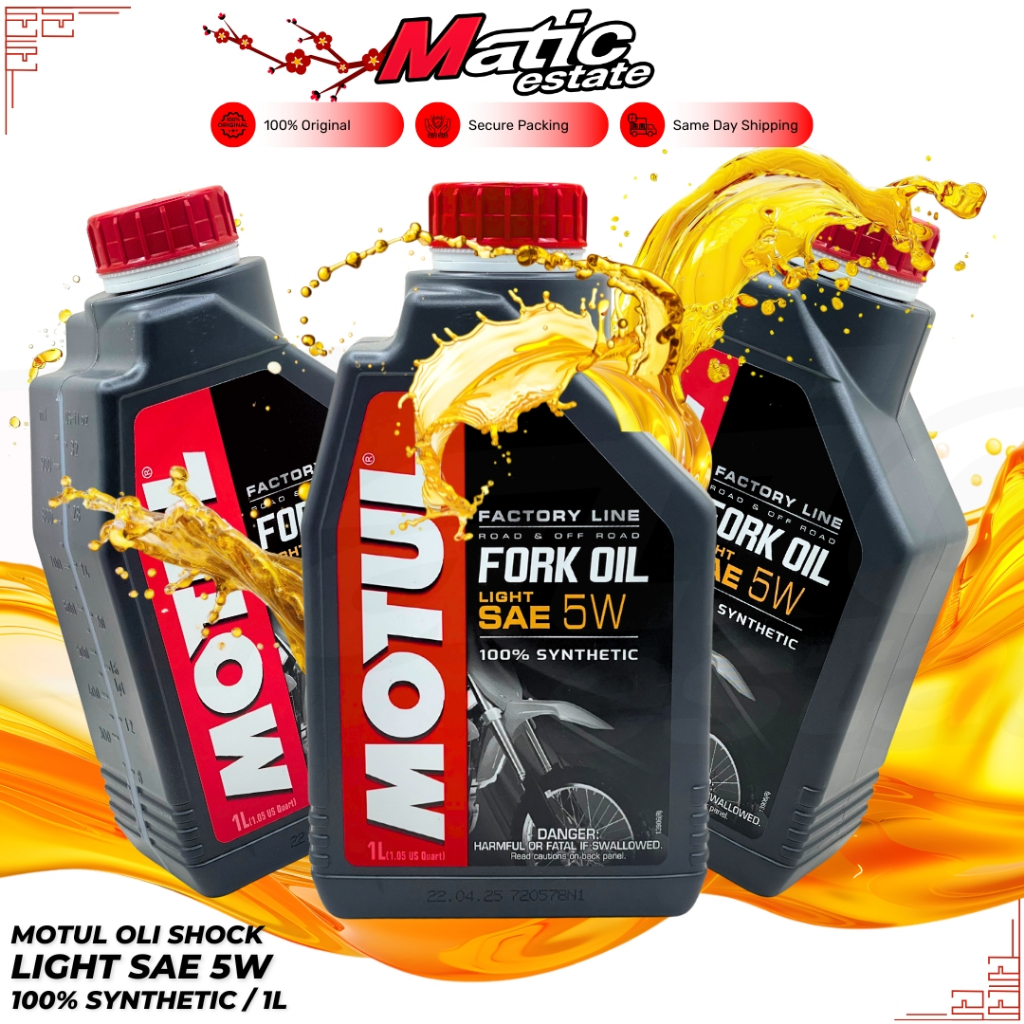 MOTUL Fork Oil Light SAE 5W 1L Oli Shock Depan Synthetic Oli Shock Motor 1 Liter Original