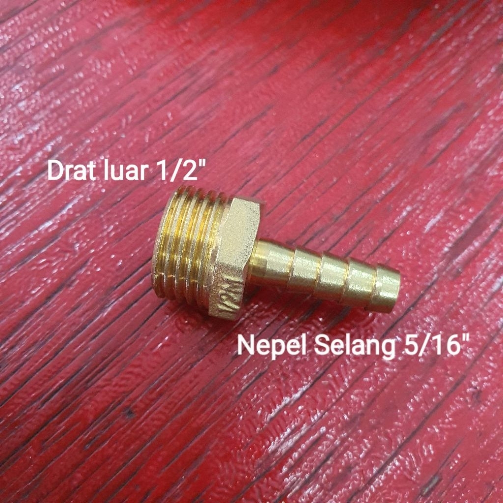 nepel selang 5/16 inch x drat luar 1/2 inch