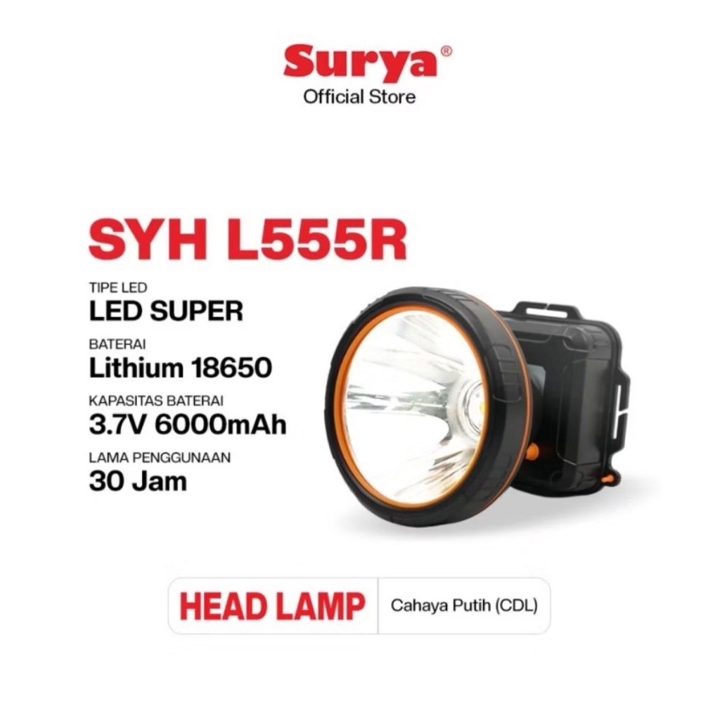 Headlamp / Senter Kepala Surya Selam SYH L555R 55w 55 watt anti air