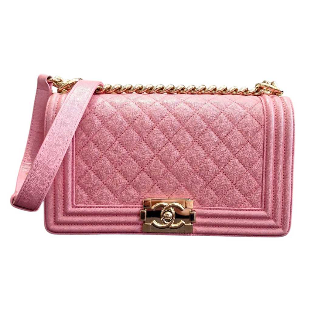 Preloved Chanel Boy Medium Pink GHW Authentic