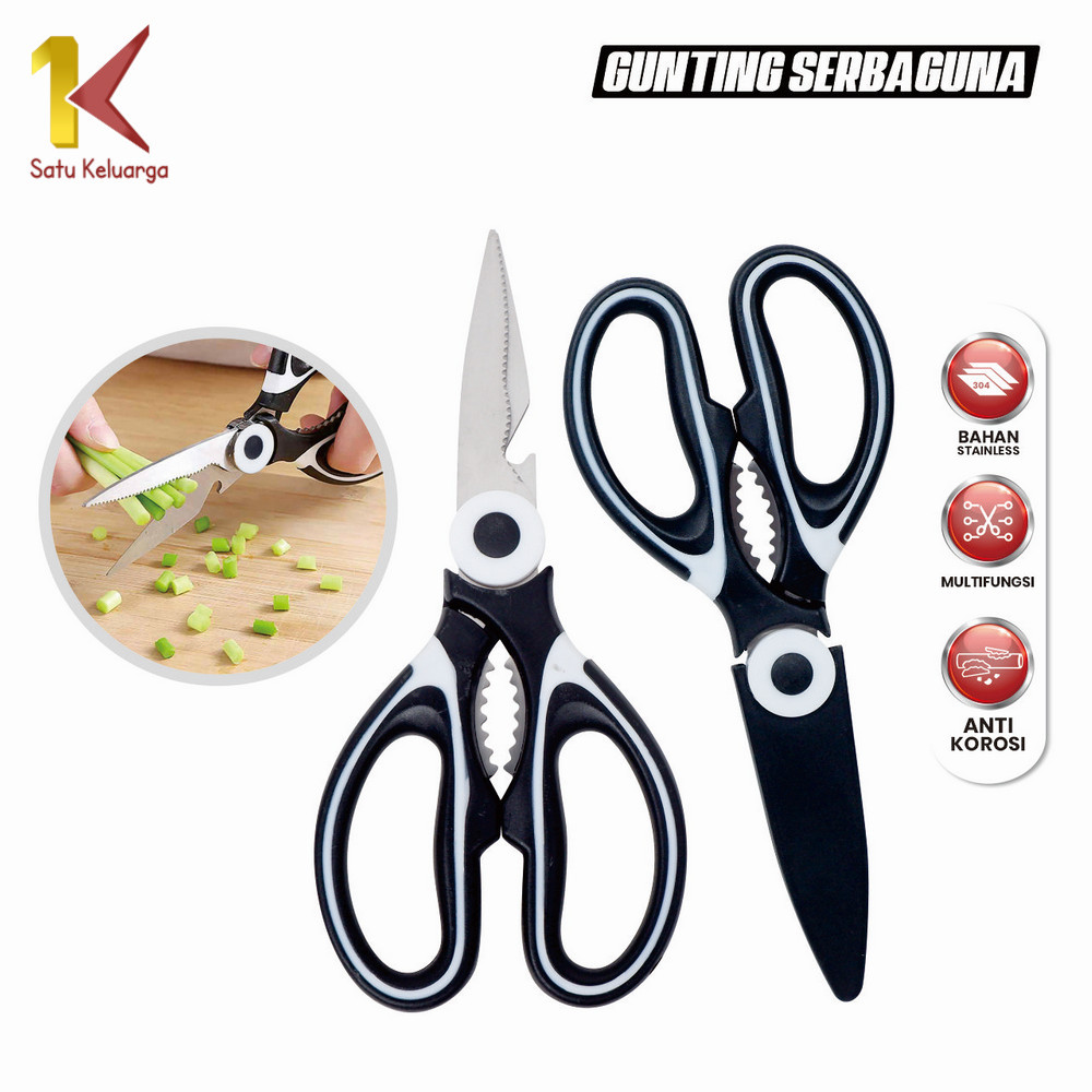 Satu Keluarga Gunting Dapur Serbaguna Stainless Tahan Karat Set Tutup C998 Gunting Pembuka Walnut da
