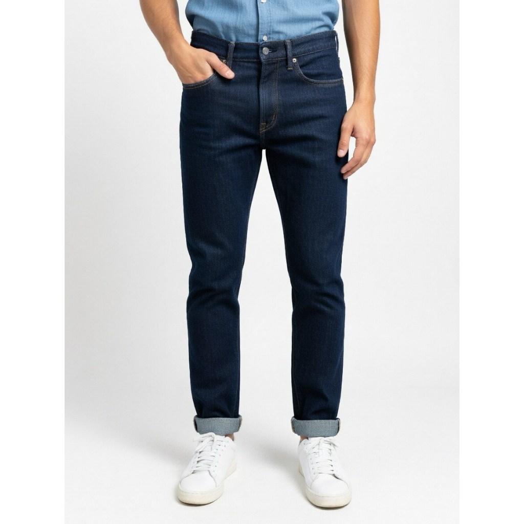GU JEANS SKINNY FIT STRAIGHT DARK INDIGO BLUE JEANS (29)