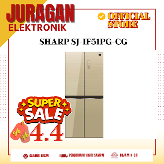 SHARP SJ-IF51PG-CG kulkas Side By Side 4 Pintu 472 Liter Plasmacluster Ion Technology Tempered Glass