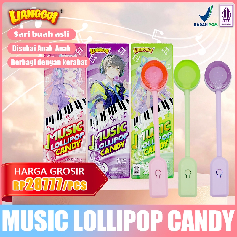 [ Bisa grosir ] Lianggui Lolipop Musik 5 Rasa HALAL Apel Hijau Anggur Stroberi Mainan & Cemilan Anak