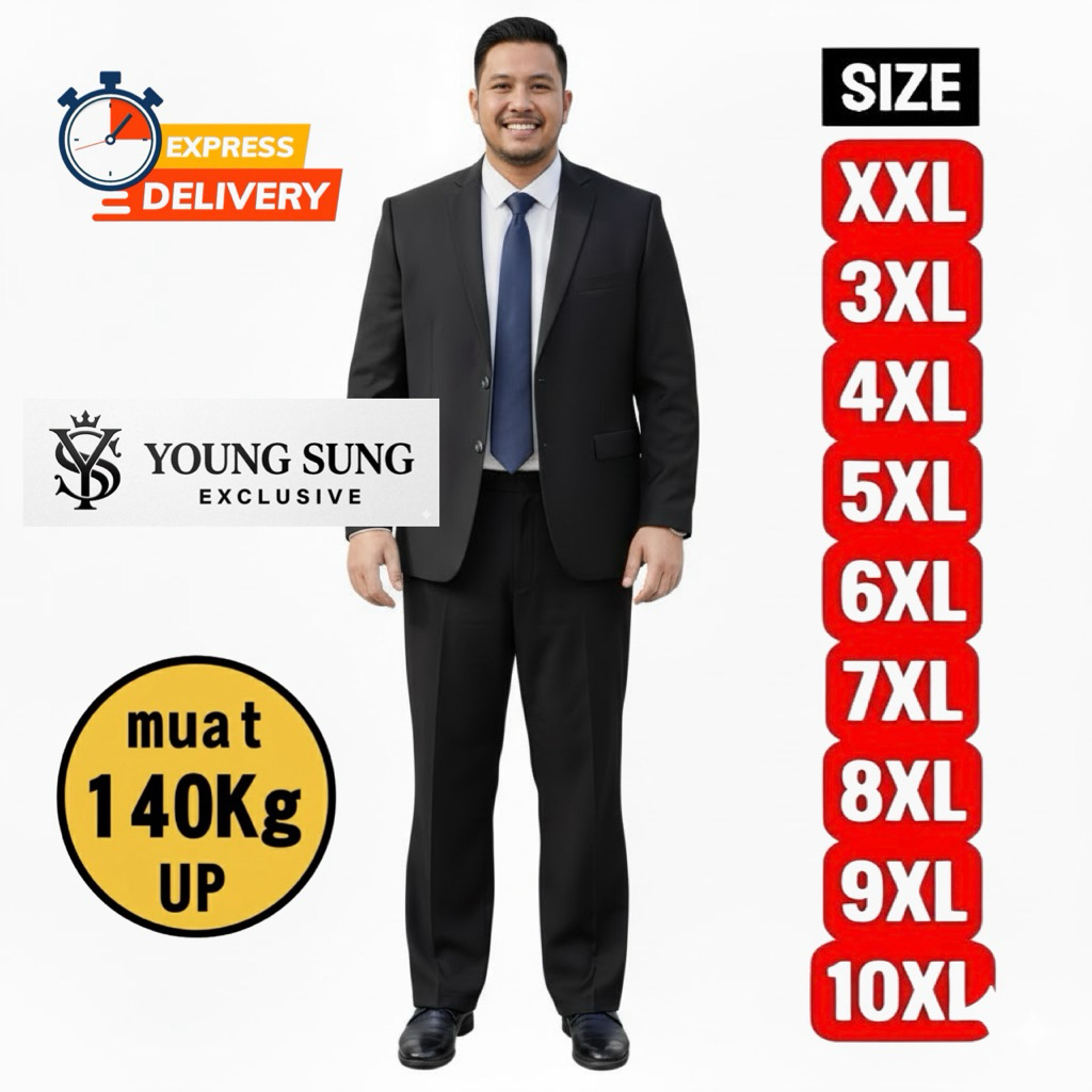Setelan Jas Pria Hitam Premium Jumbo Big Size Celana Bahan Tebal Adem Acara Resmi Akad Pernikahan