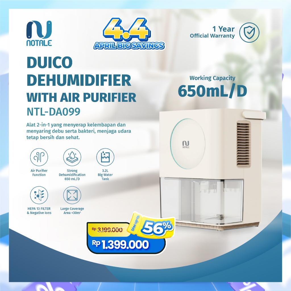 Notale Duico Dehumidifier Serap Lembab Ruangan Humidifier Ruangan NTL-DA099
