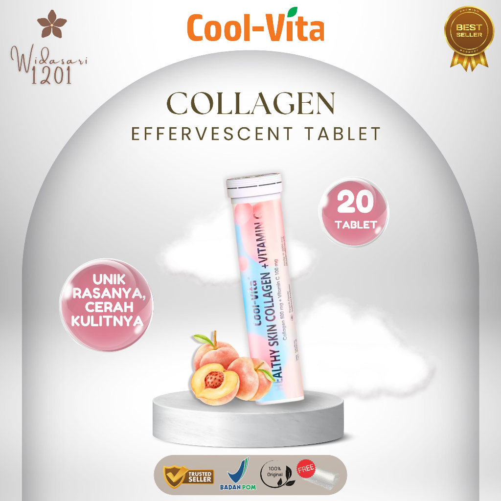 Coolvita 1 Tube 20 Tablet Collagen Effervescent - Tablet Larut Minuman Kolagen + Vitamin C