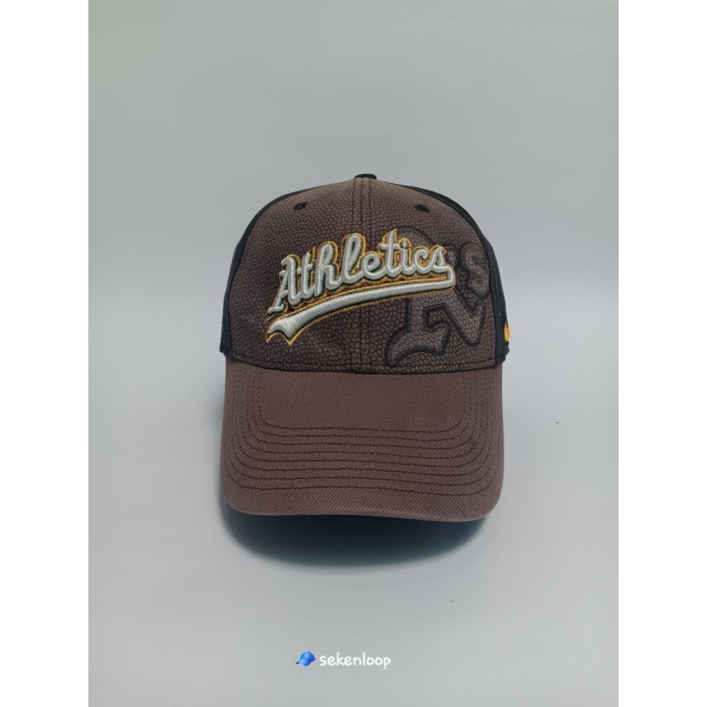 Topi Nike MLB Oakland Athletics Original Build Up Cokelat Hitam Second Baseball Cap