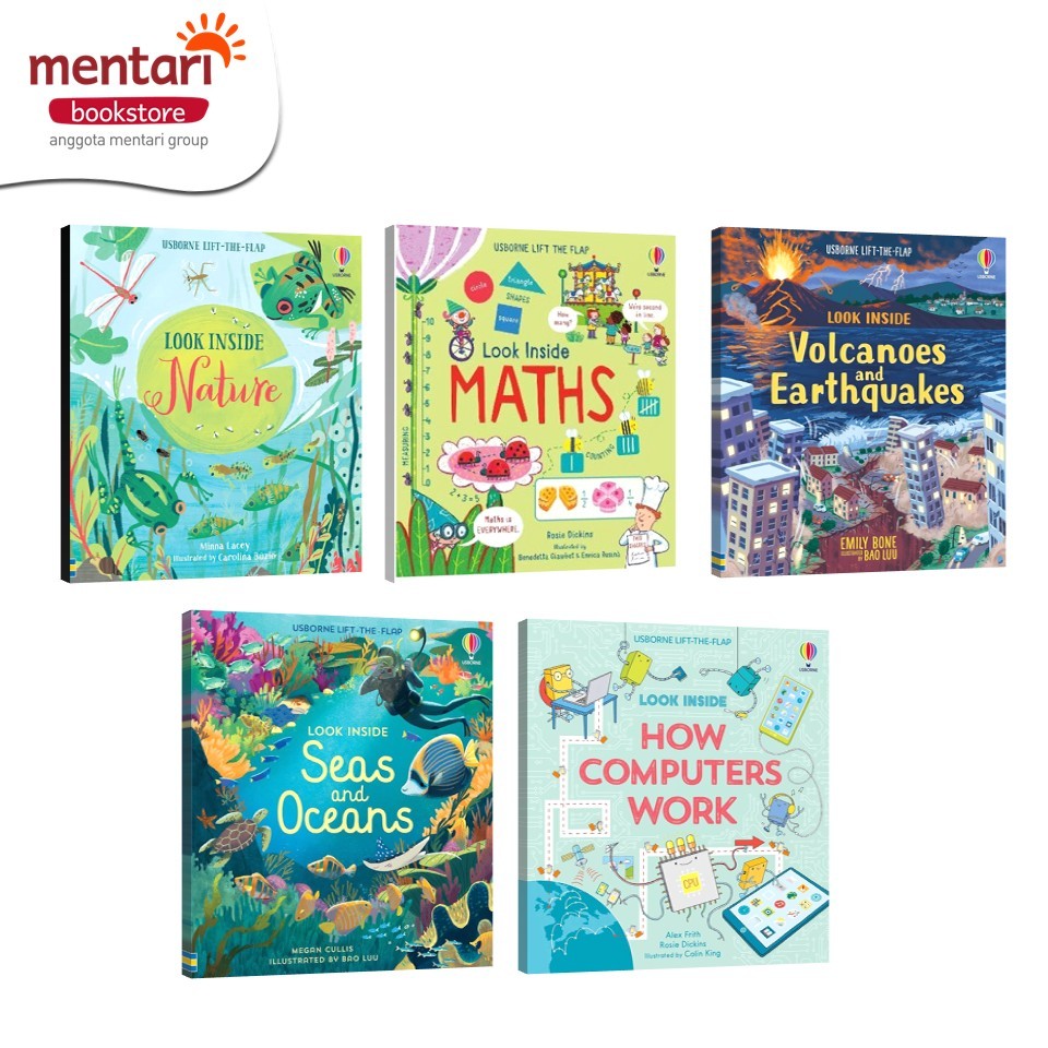 Usborne Look Inside Serie's | Nature | Maths | Volcanoes | Seas | Computers