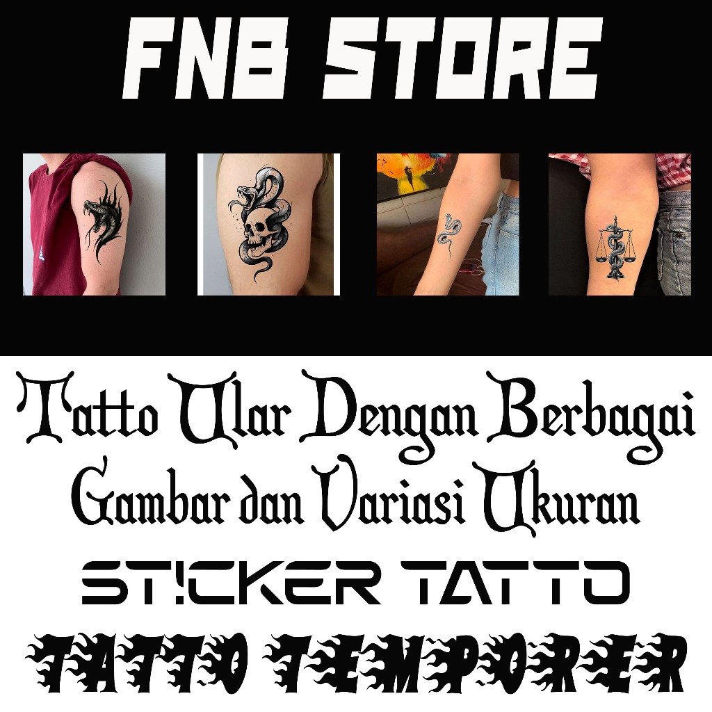 Tatto Temporary, Tato Sticker, Tato anti air dan keringat,Tato temporer Ular