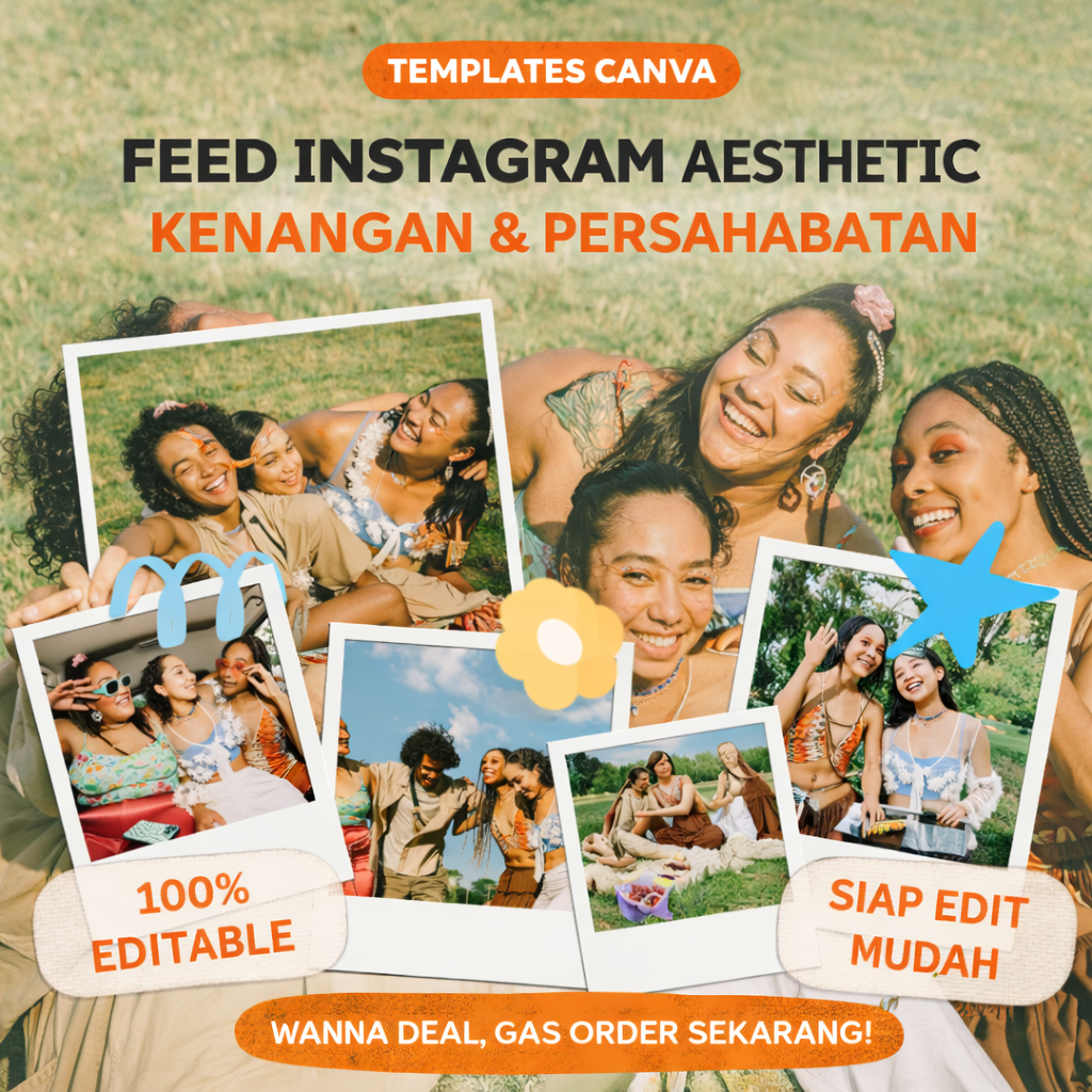 Template Feed Instagram Aesthetic Canva | Scrapbook Summer Vibes | Editable Mudah