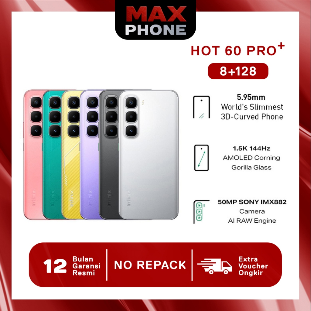 Infinix Hot 60 Pro+ 8/128GB IMEI SUDAH AKTIVASI  - Up to 16GB Extended RAM - Helio G200 - 6.78 inch 
