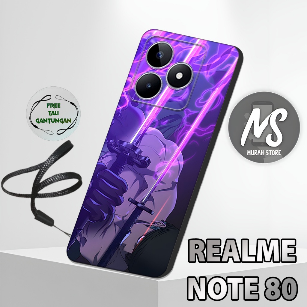 MS4 / Softcase Karet  REALME NOTE 80 + TALI GANTUNGAN HP / Motif Anime / Case Hp REALME NOTE 80 / Si