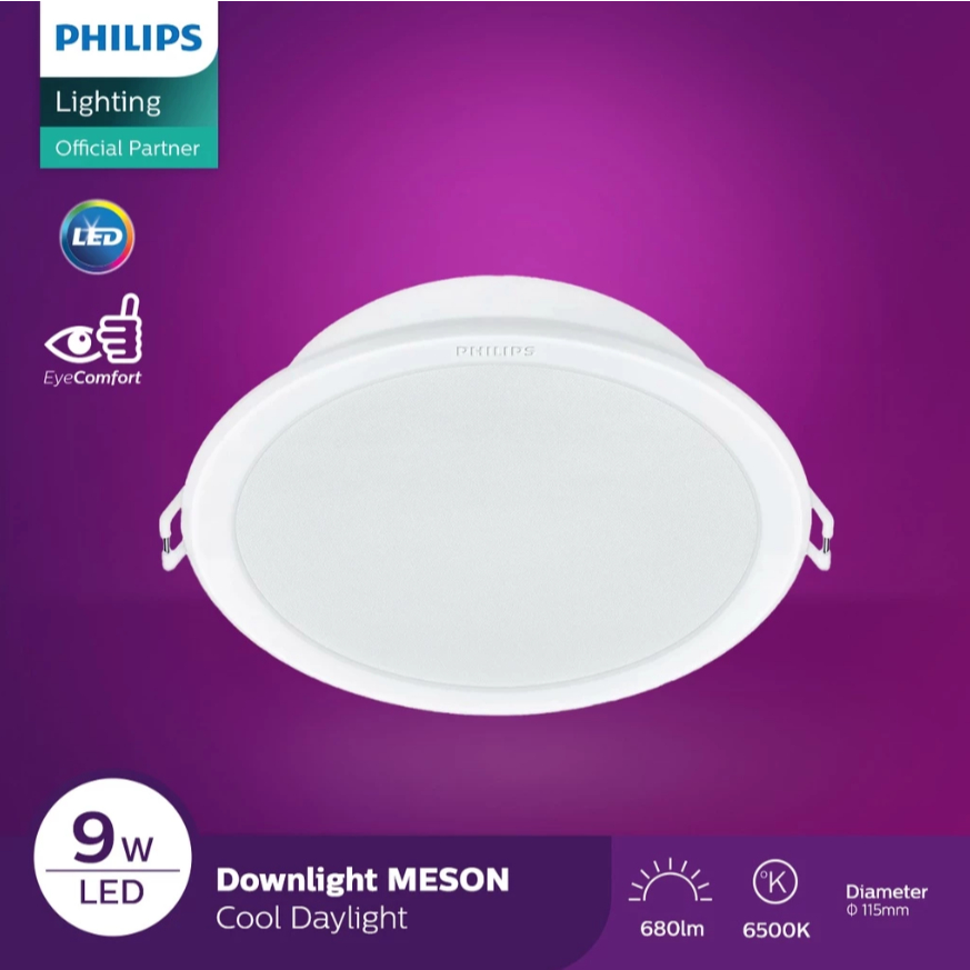 Philips Meson 9 Watt Lampu LED Downlight Bulat Tanam Plafon Murah