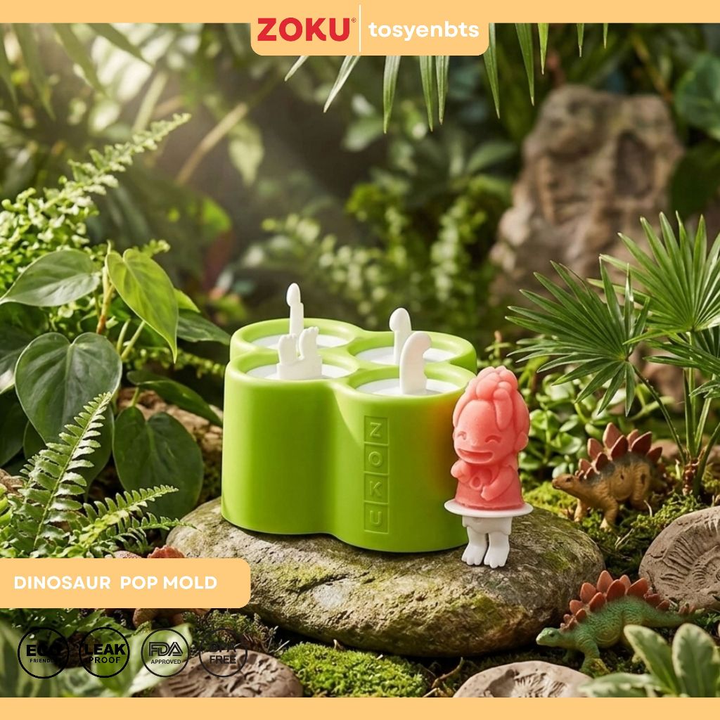Zoku Dinosaur Pop Mold (4 pop)  - Cetakan Es Krim Karakter - Cetakan Es Krim Bentuk Dinosaurus - Cet