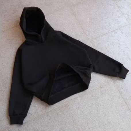 HOODIE BOXY UNISEX POLOS HITAM 300GSM - 330GSM