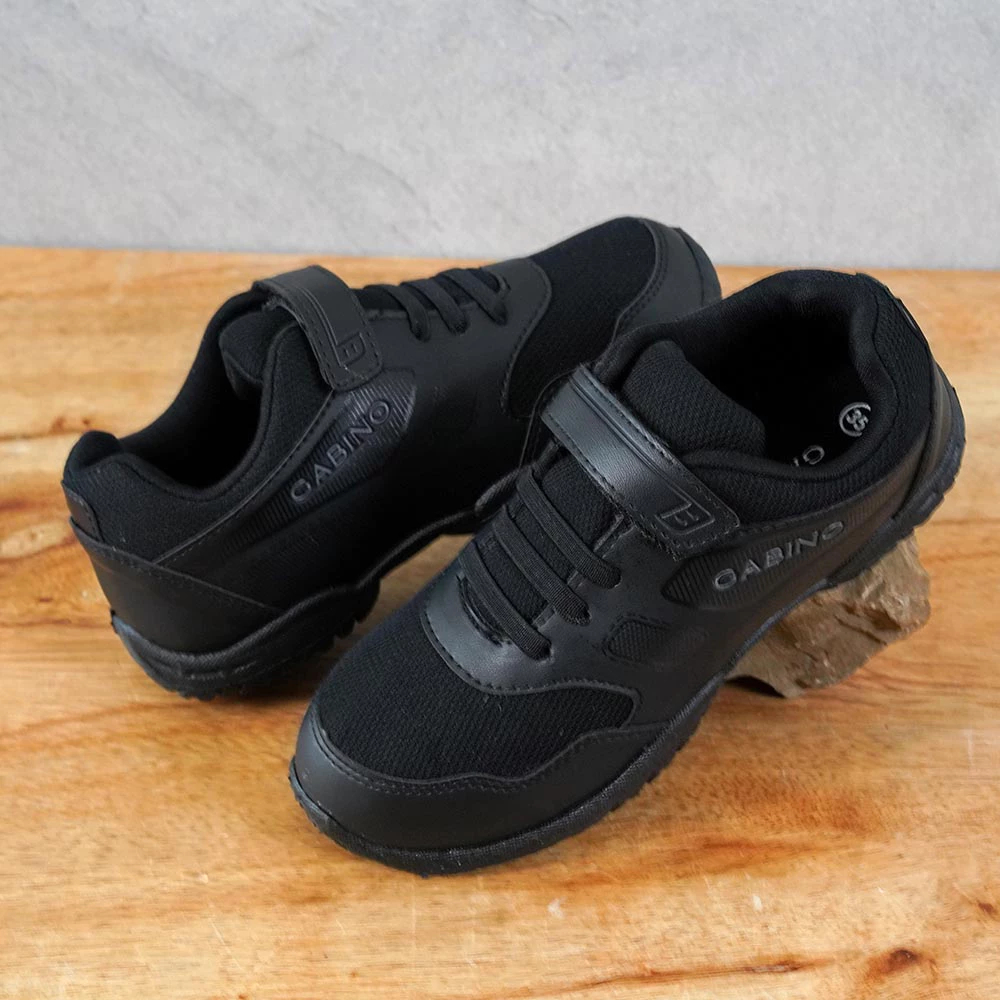 GABINO Sepatu Anak Sekolah Angkasa Synthetic Leather Mesh Hitam Ukuran 31-36