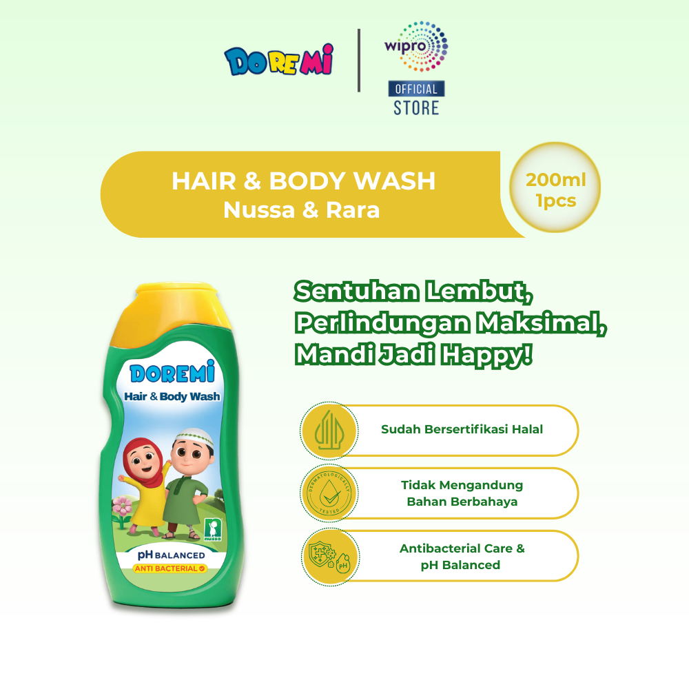 Doremi Nussa Hair & Body Wash Moisturizing 200ml - Sabun Mandi Cair