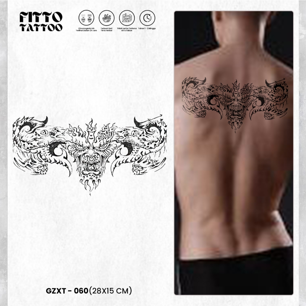 Tato Temporer Back Chest & Front Chest Tattoo Punggung Dada Stiker Temporary Fruit Ink Premium