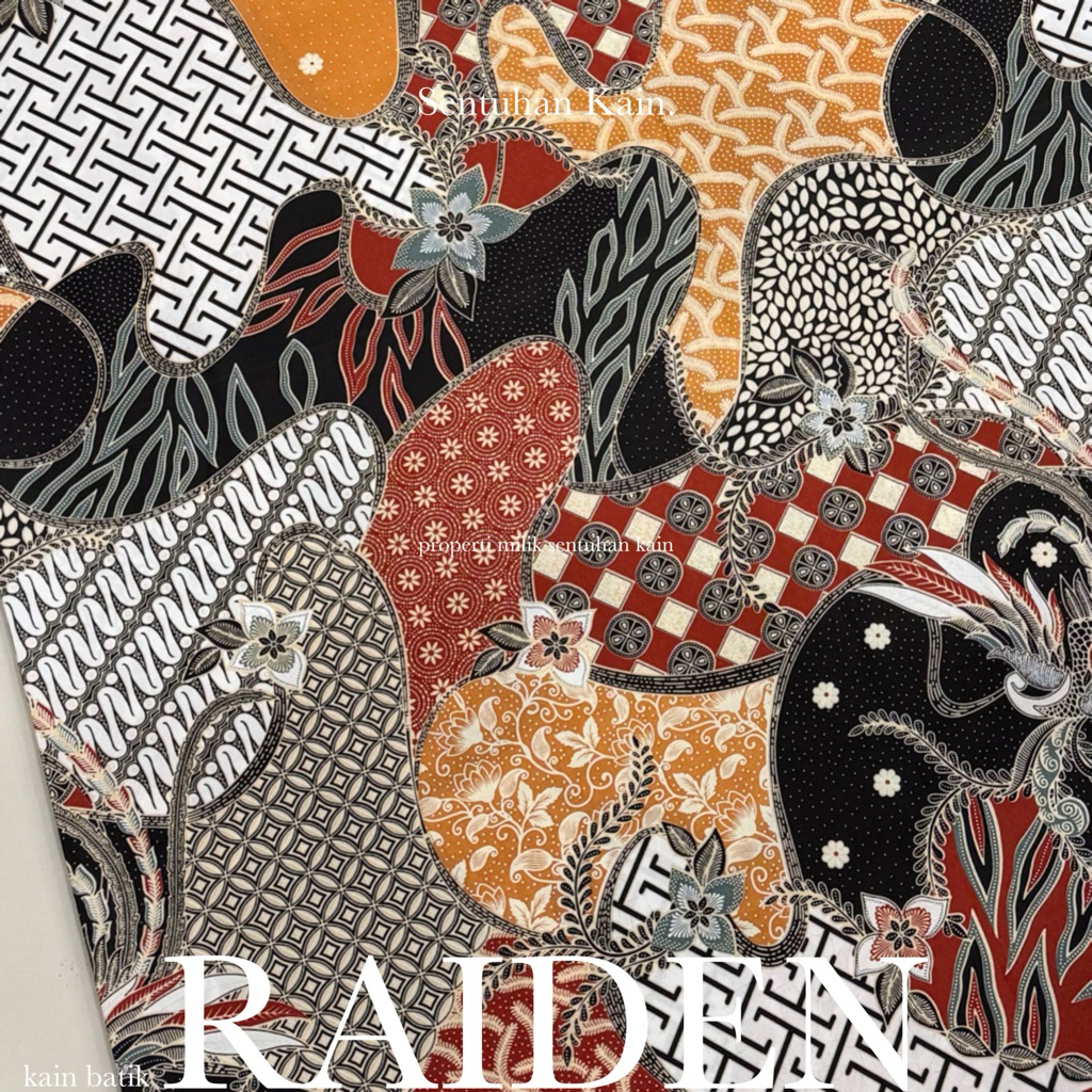 SENTUHAN KAIN - BAHAN KAIN BATIK POLYESTER ANTI LECEK ORANGE BATA RAIDEN