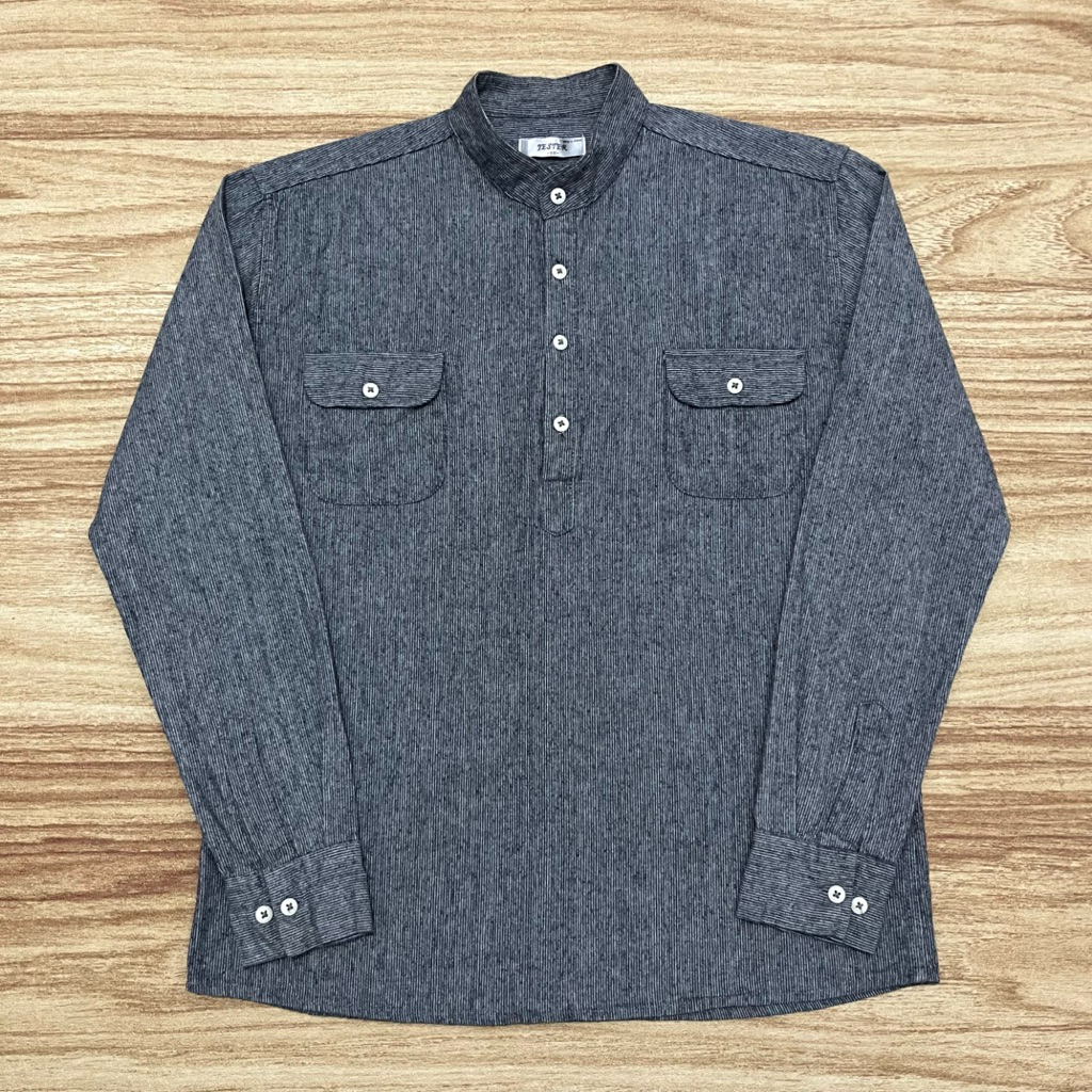 Kemeja Sanghai JESTER Double Pocket Striped Misty Grey (S)